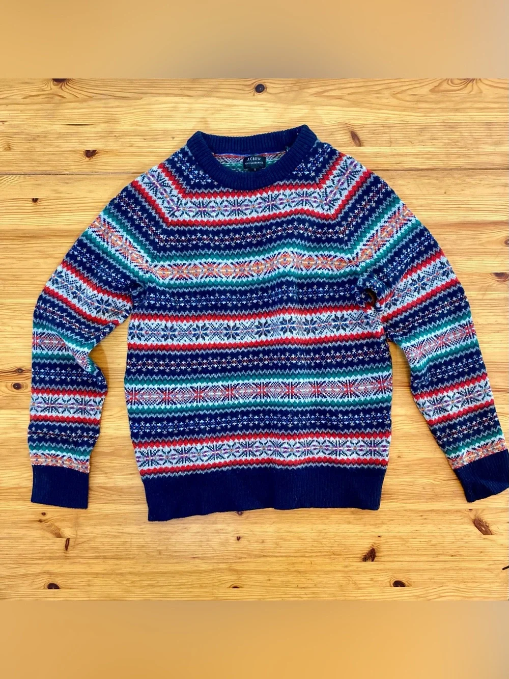 J. Crew Fair Isle Lambswool Crewneck Sweater Size Small